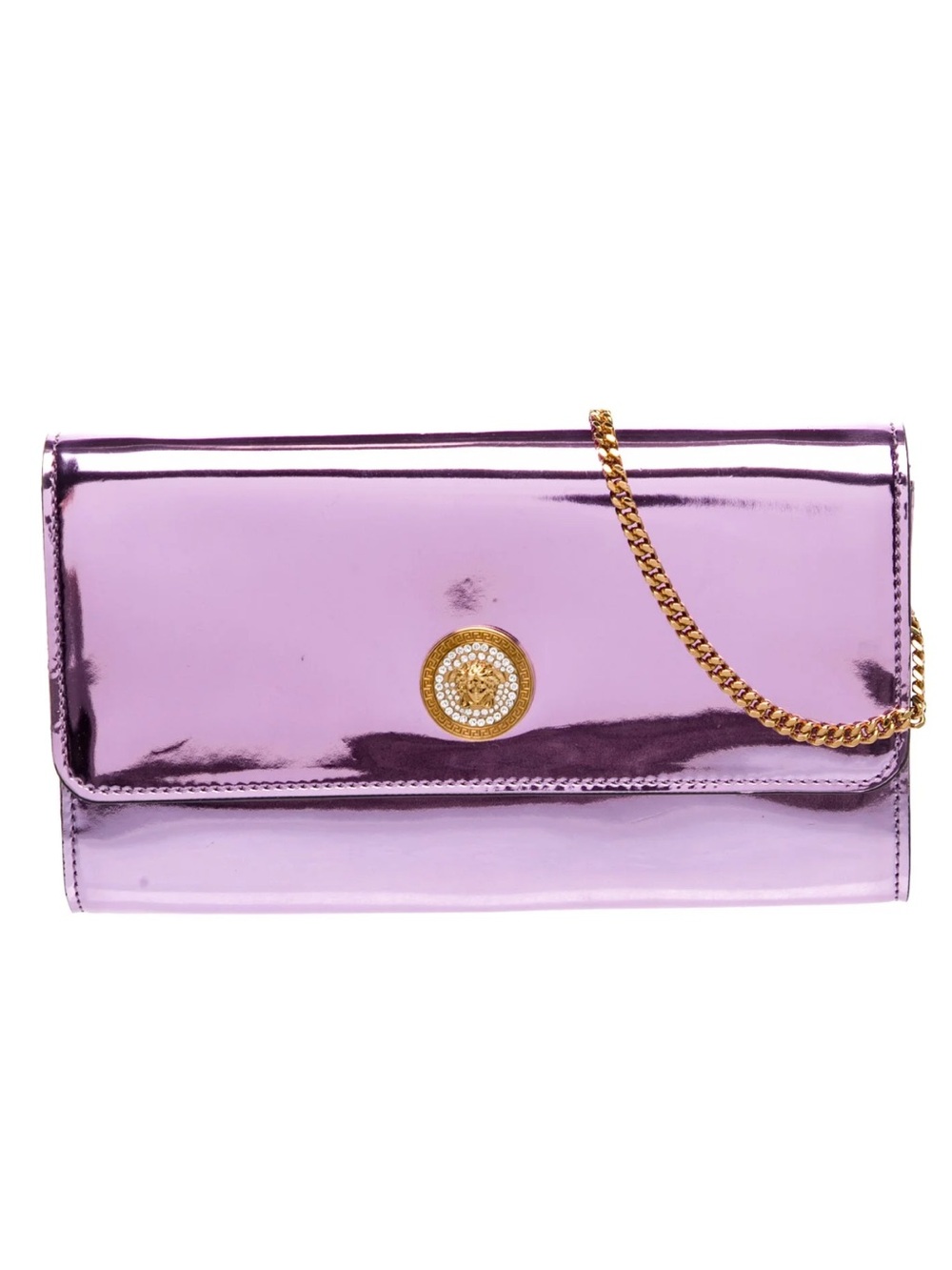 Versace Metallic Lavender La Medusa Chain Crossbody